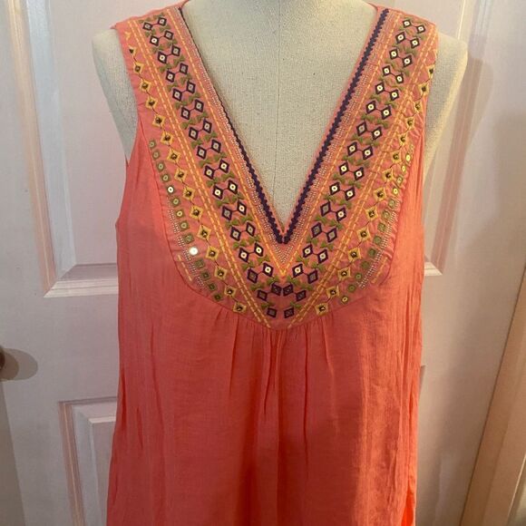 Luxology Gauze Dress Embroidered Sz M - Picture 5 of 7